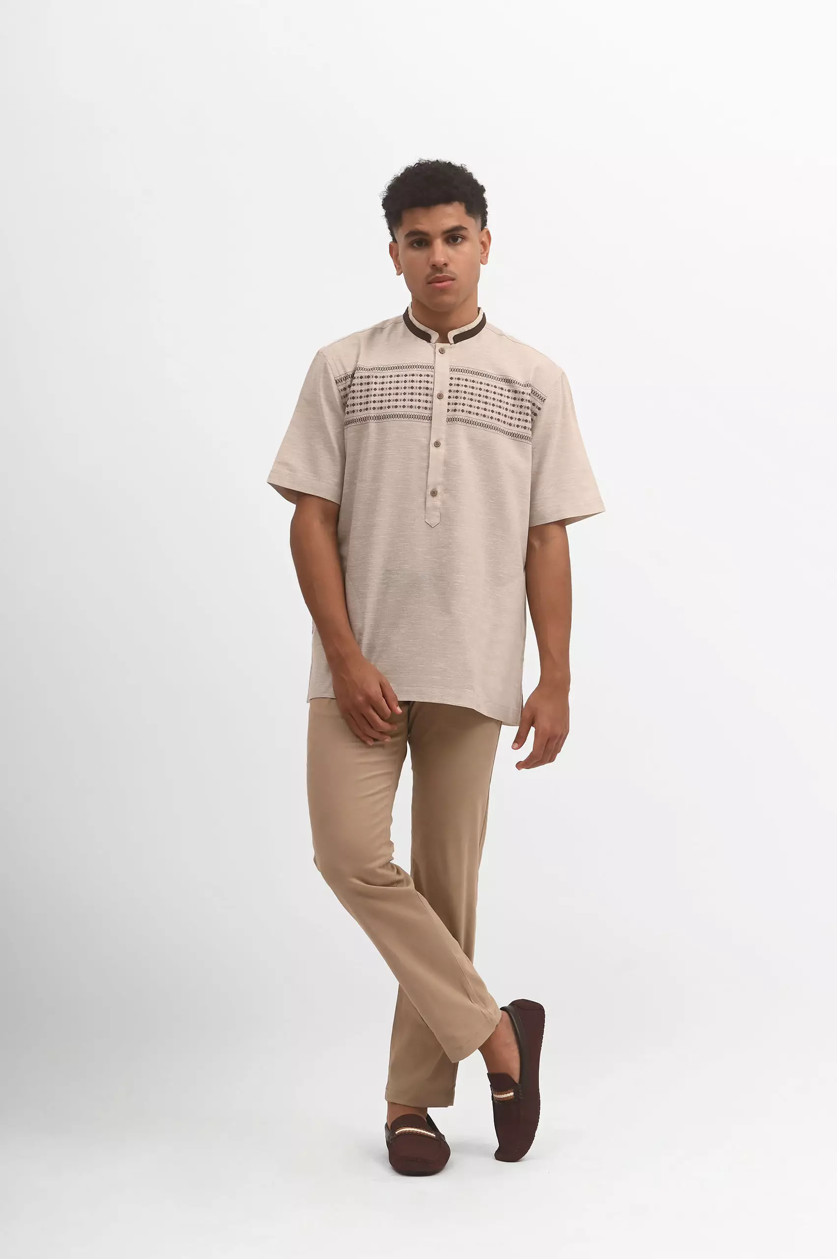 MANZONE Kemeja Koko Pria Lengan Pendek SALMAN - Olive