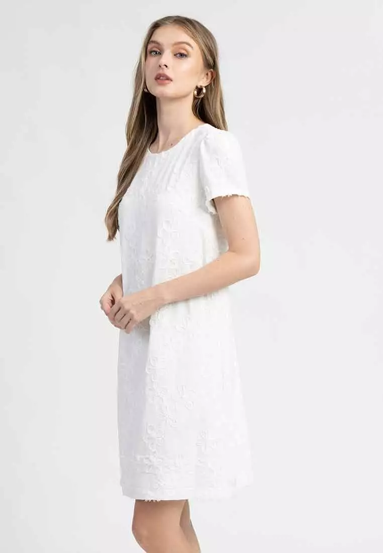 Shaela Floral Embroidered Shift Dress
