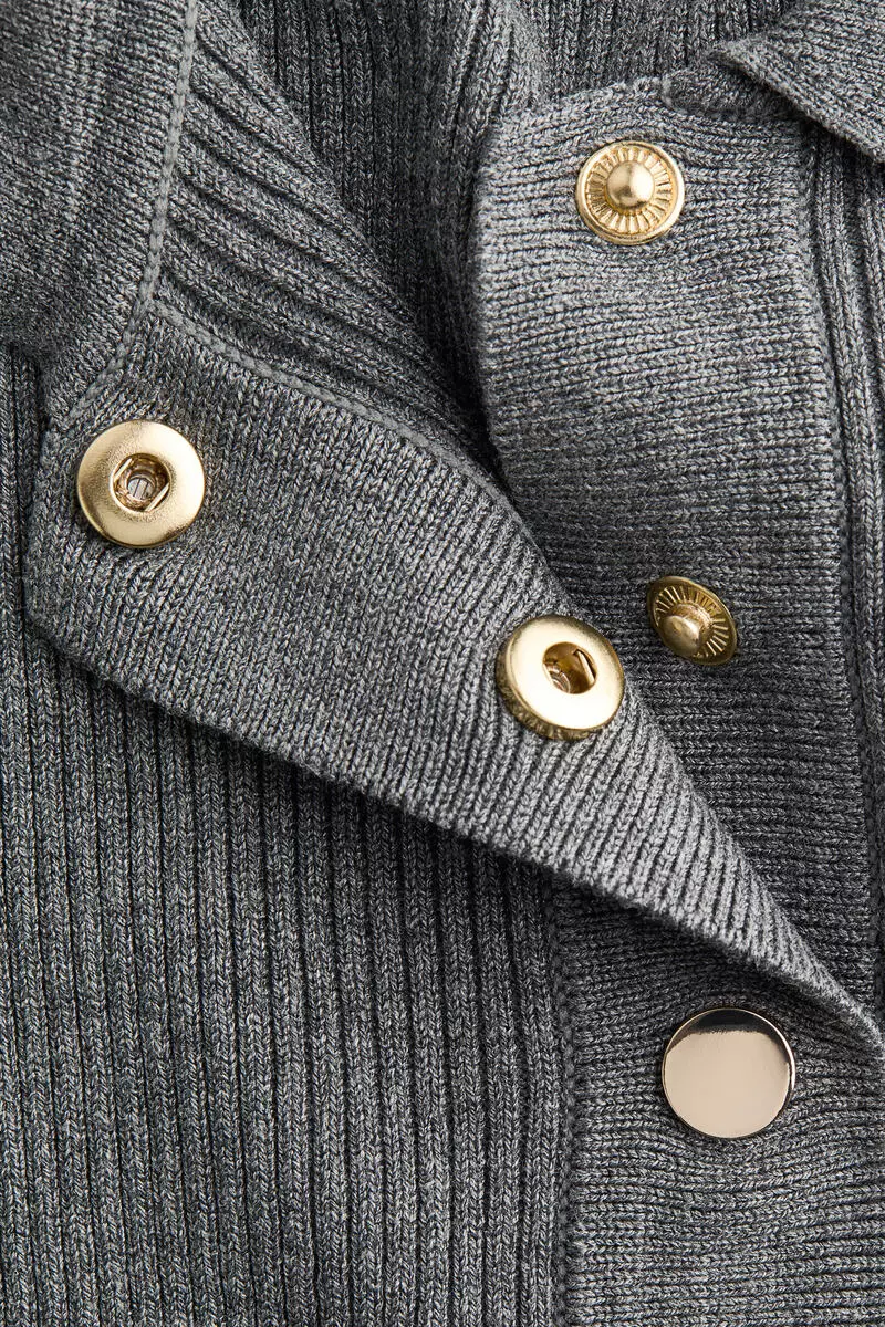 Rib-knit polo jumper