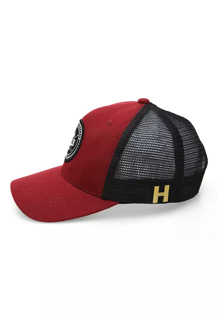 Raesan Topi Baseball Jaring Aksesoris Fashion Pria Adjustable Strap Material Polyester ORIGINAL - Maroon Black