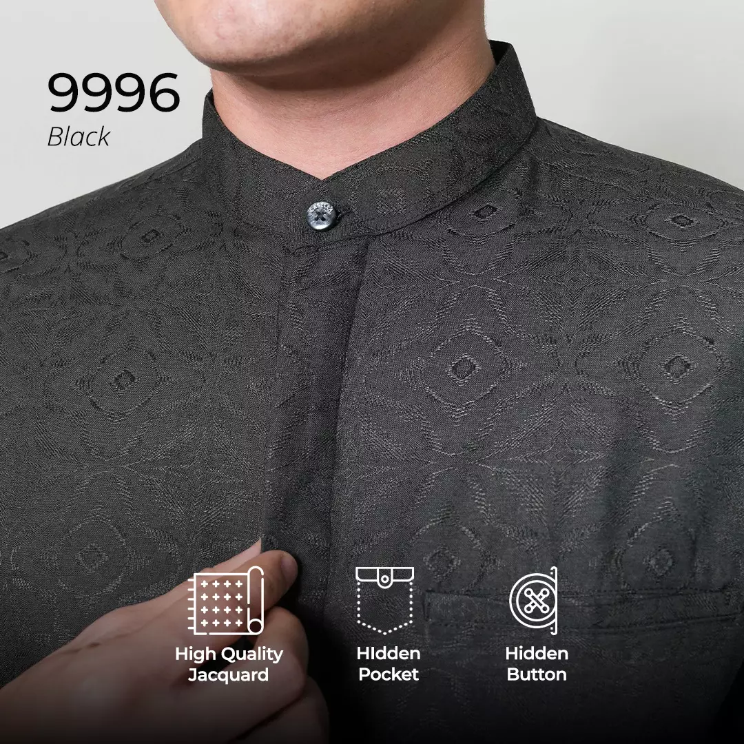 Casella Baju Koko Pria Lengan Panjang Motif Elegan | Baju Koko Yusuf 9996 Black