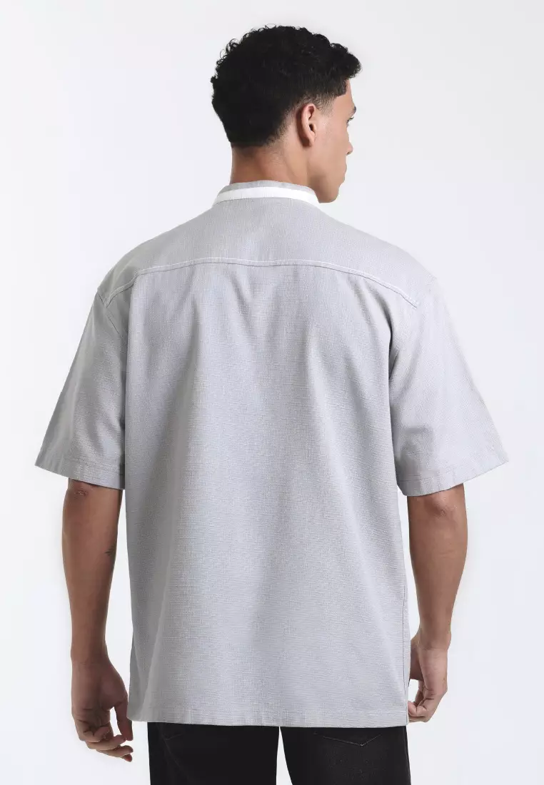 Emba Denim - Aram Two 037 Kemeja Koko Pria Lengan Pendek Grey