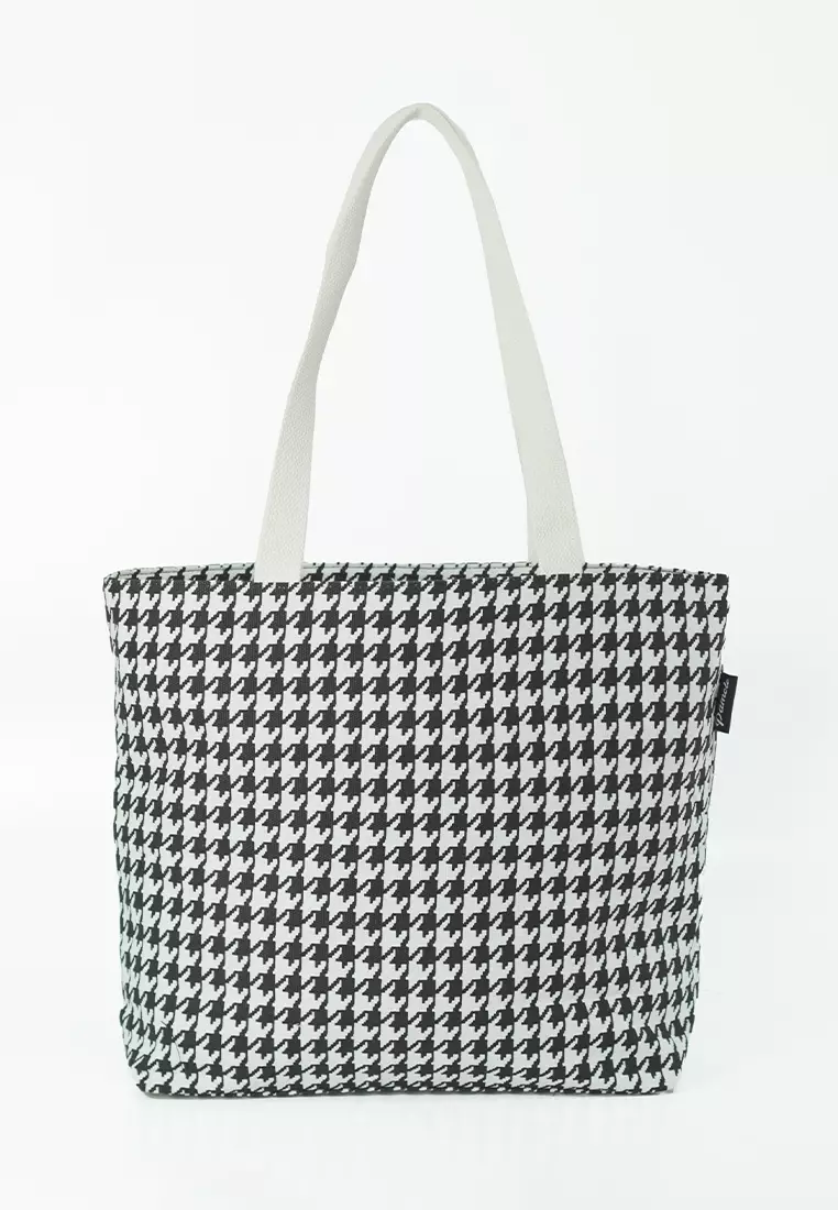 Pamole Tas Tote Bag Wanita Resleting Bahan Kanvas Kina Series - Abstrak