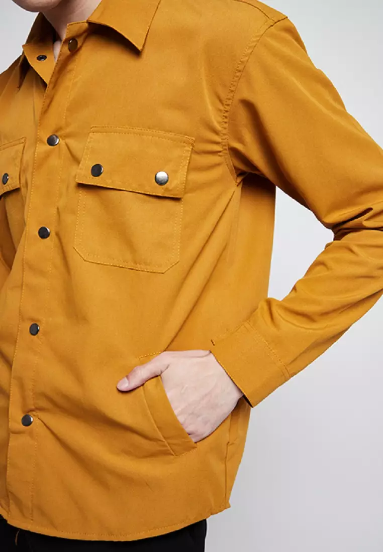 Jaket parka outer jaket pria semi parka warna Mustard