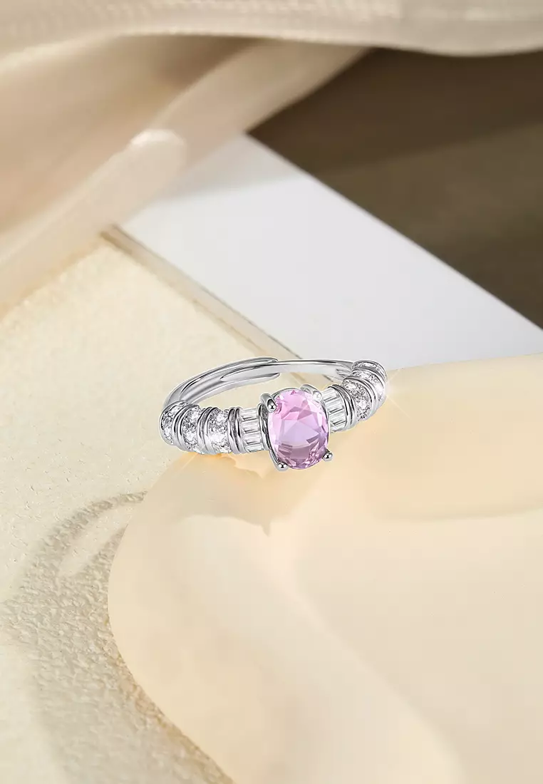 Cincin Wanita Jewelery Original Korea Style Berlian Pink Zirconia Ring