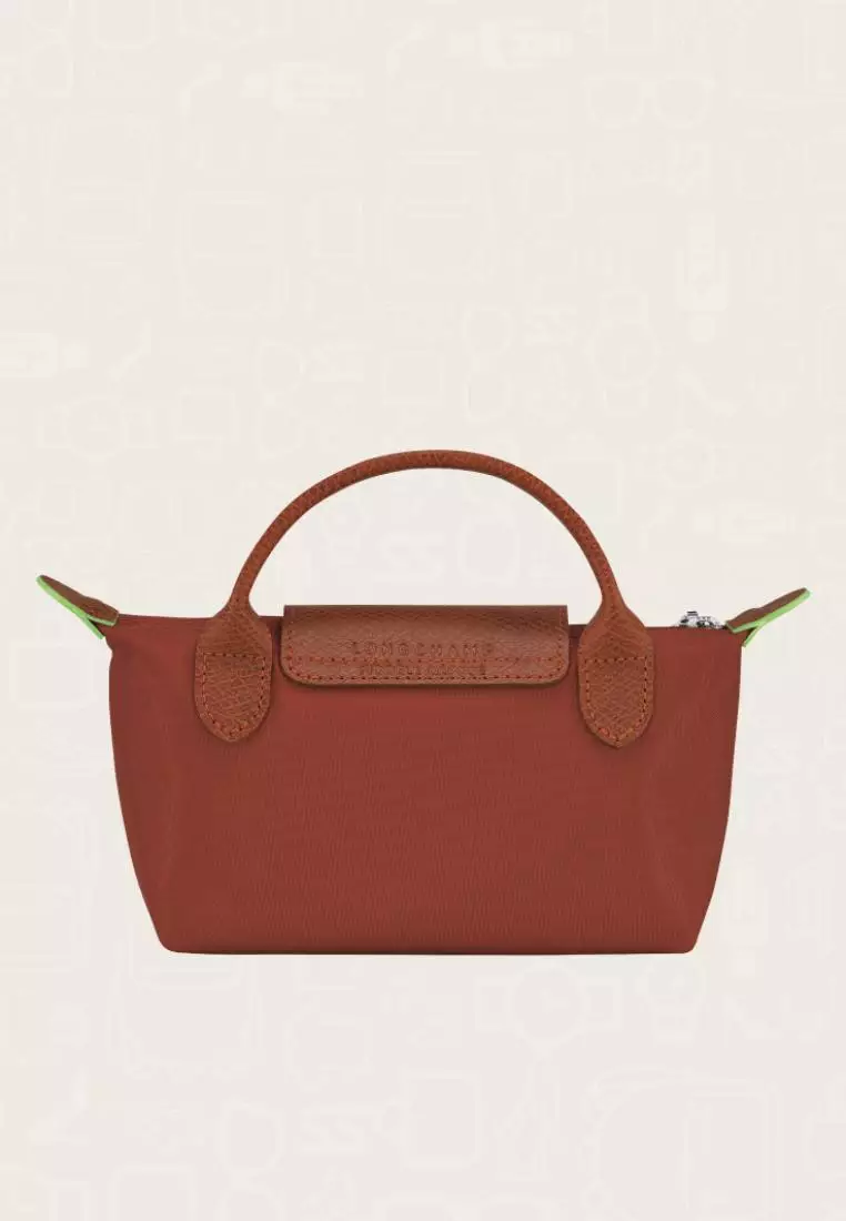 Longchamp Le Pliage Green Pouch With Handle Chestnut