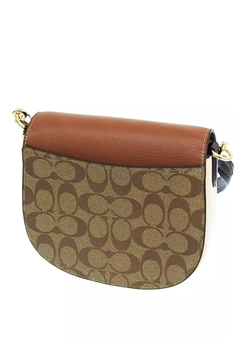 Morgan Saddle Bag In Colorblock Signature Canvas - Brown/Multi