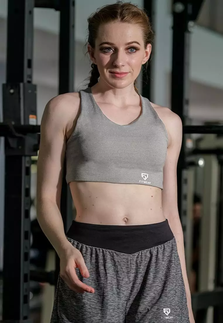 Fitwear - Sportbra Olahraga Wanita ANASTASIA [CROSS PLAIN] - GRAY MARLE