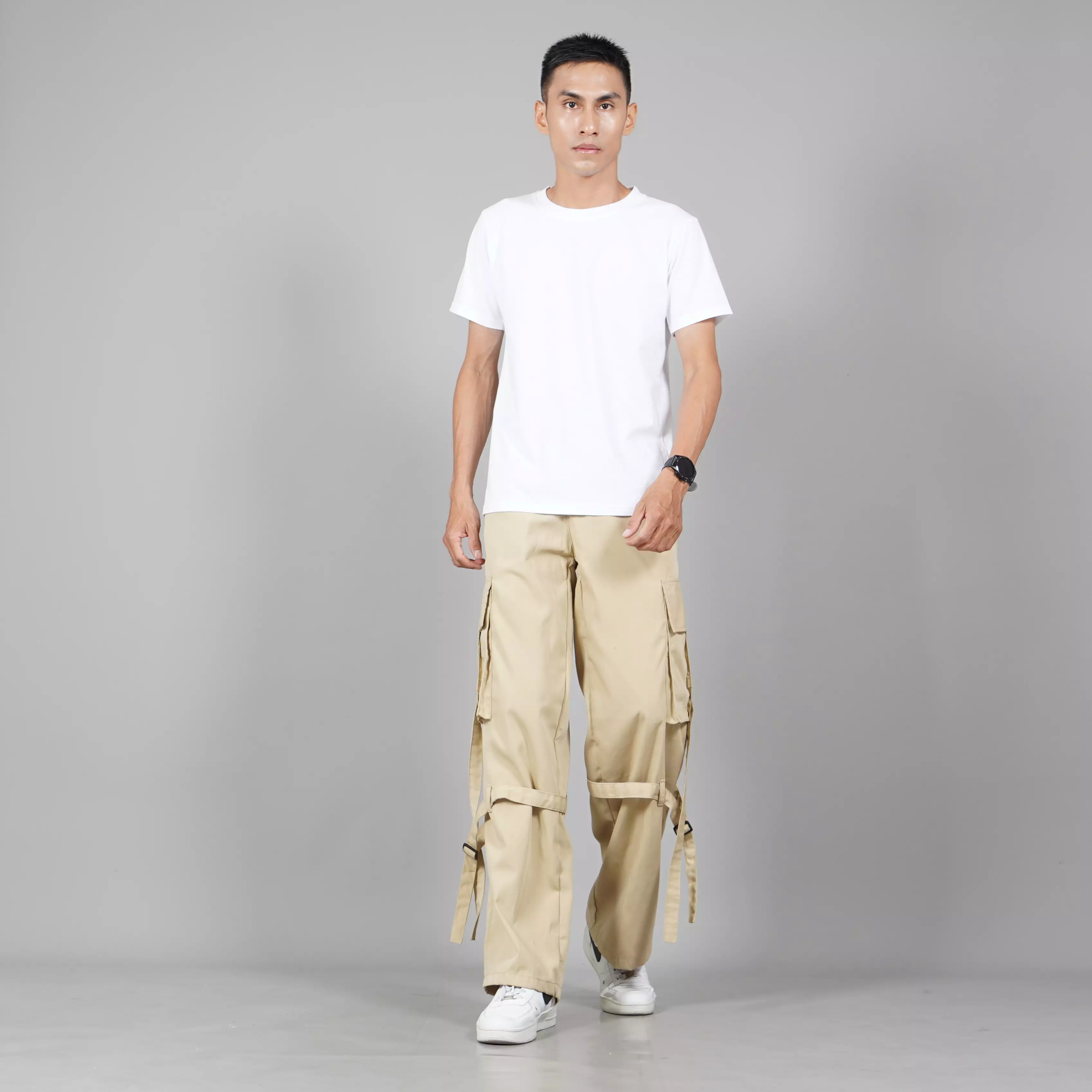 JAMES Celana Panjang Cargo Pria Celana Cargo Panjang Pria - KREM