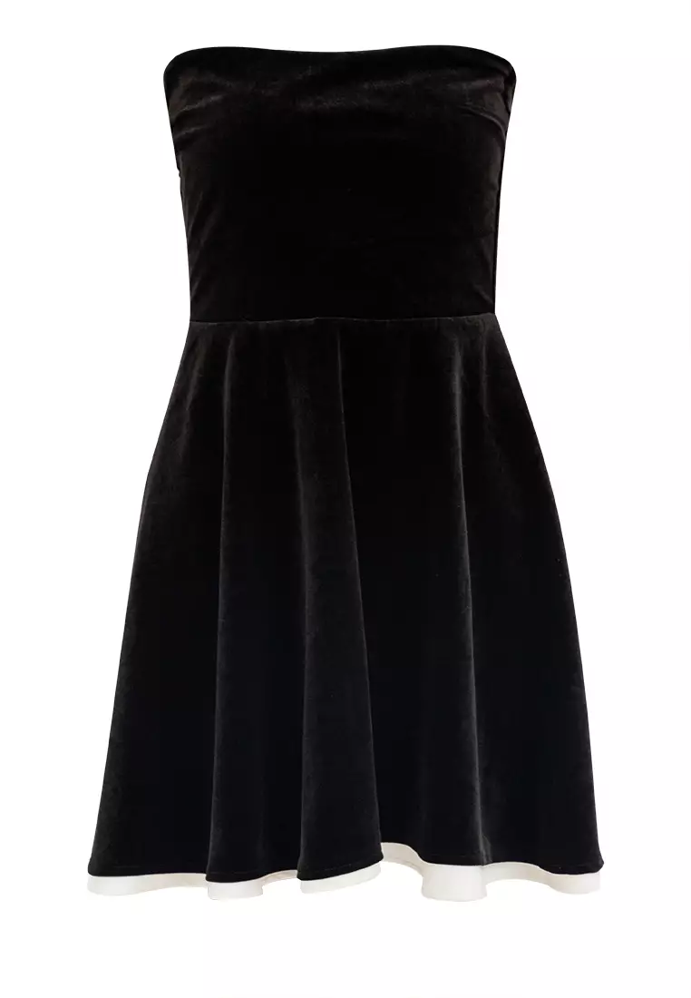 Eris Two-toned Bandeau Velvet Mini Dress