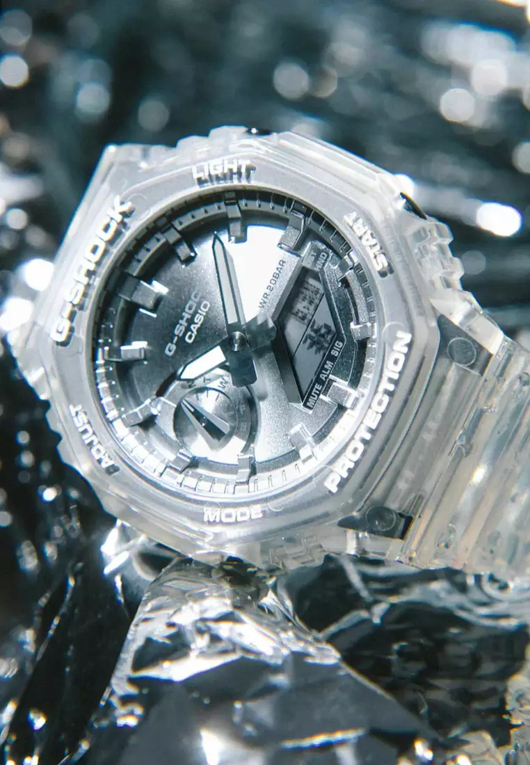GA-2100BM-7A8 Men Analog-Digital Watch with Transparent Resin Band