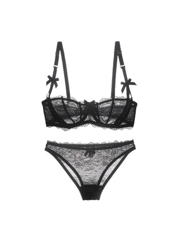 W.Excellence black Premium Black Lace Lingerie Set (Bra and Underwear) 783C9US218D2B1GS_1
