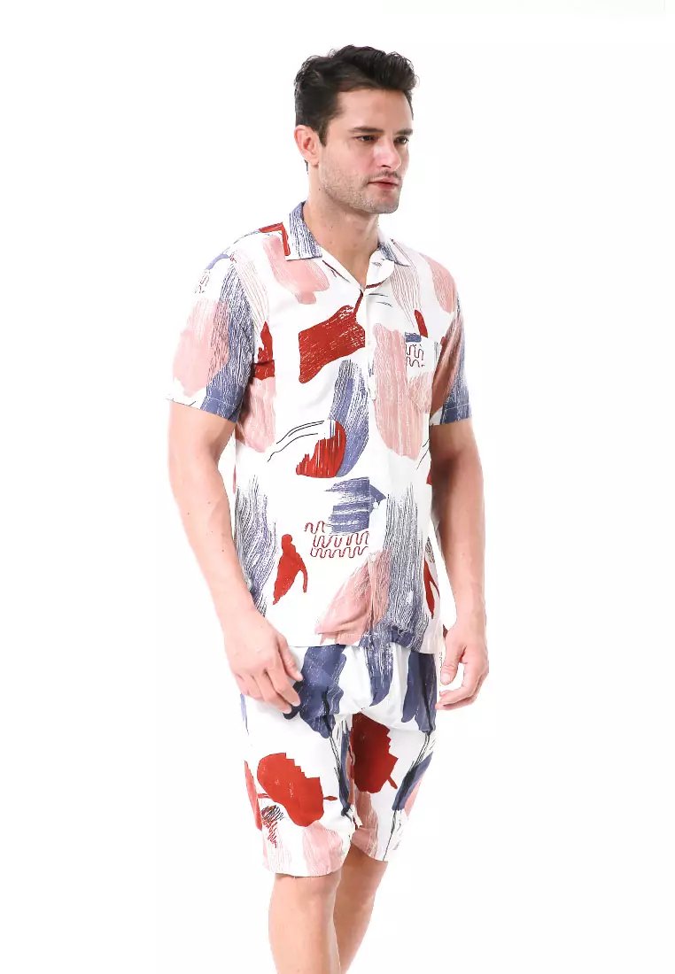 Deon Piyama Pria Spencer Motive Kemeja One Set Lengan Pendek Material Rayon ORIGINAL - Multicolor