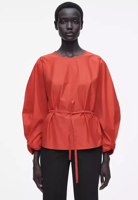 Drawstring Peplum Blouse