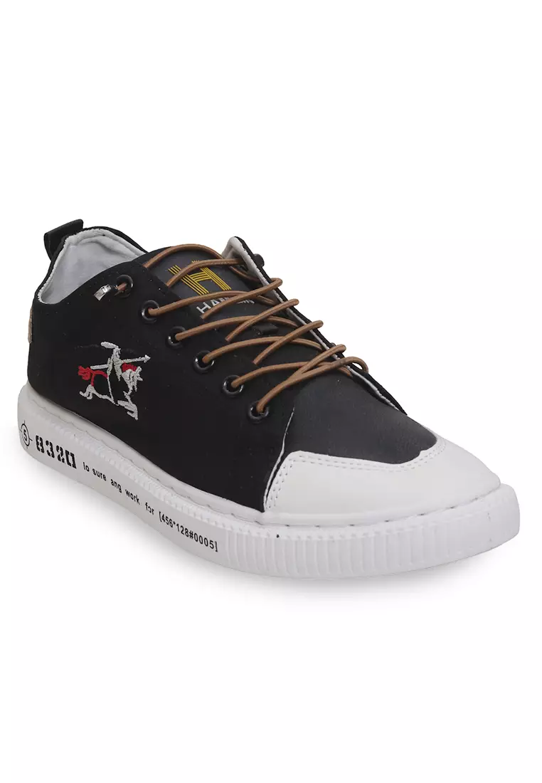 Anando Sepatu Sneakers Pria Motif Gambar Casual Shoes Stylish Design Material Leather ORIGINAL - Black