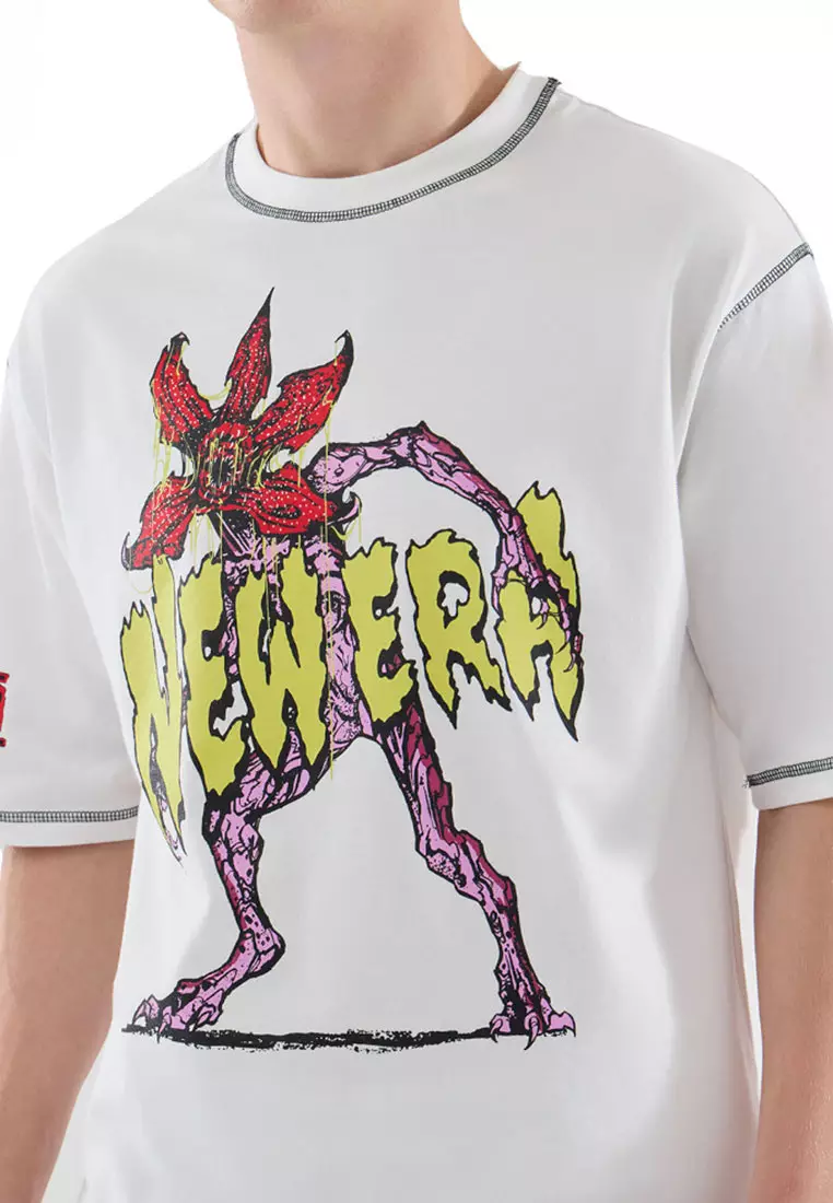 NE x Stranger Things White Oversized Short Sleeve T-Shirt