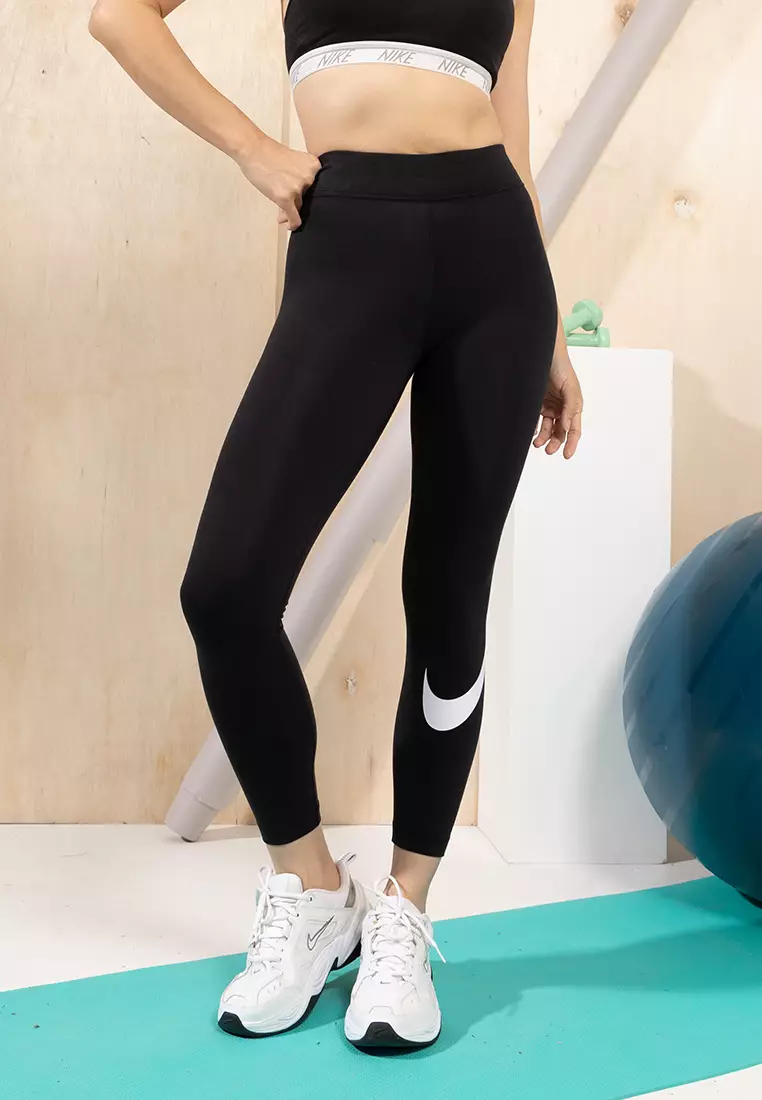 Buy Nike Swoosh Run 7/8-length Mid-rise Running Leggings - Black,white At  38% Off