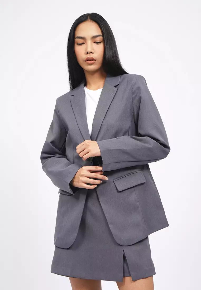 Regular Fit Blazer with Elastic Sleeves