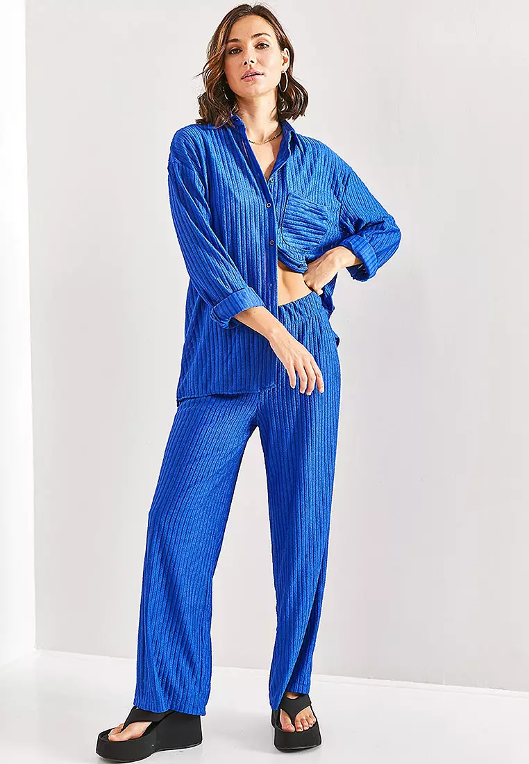 Long Sleeves Shirt & Wide Leg Pants Set
