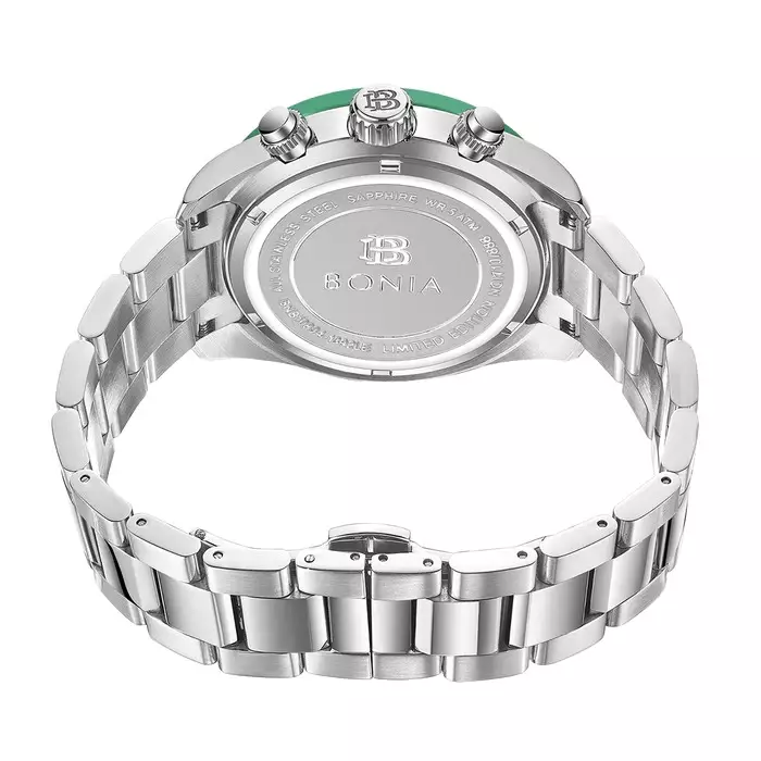 Jam Tangan Pria Bonia Green Dial Stainless Steel Strap Analog B10834-1392LE