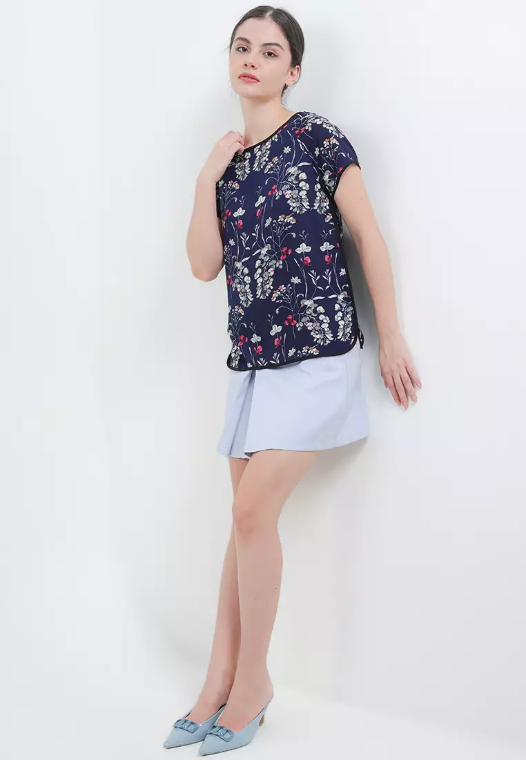 Newt Blouse In Navy Print