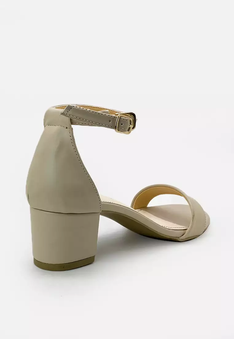 Chloe Ankle Strap Sandal Block Heels Vegan Leather