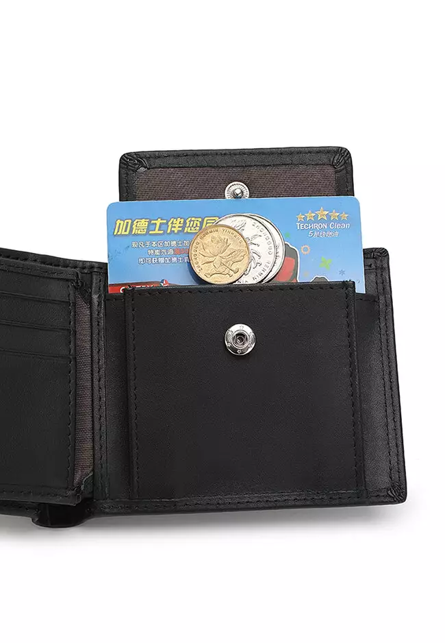 Men's Genuine Leather RFID Short Wallet - Black