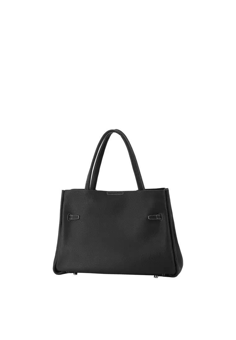 SAOIRSE Soft Structural Belt Tote Bag - Black / Silver