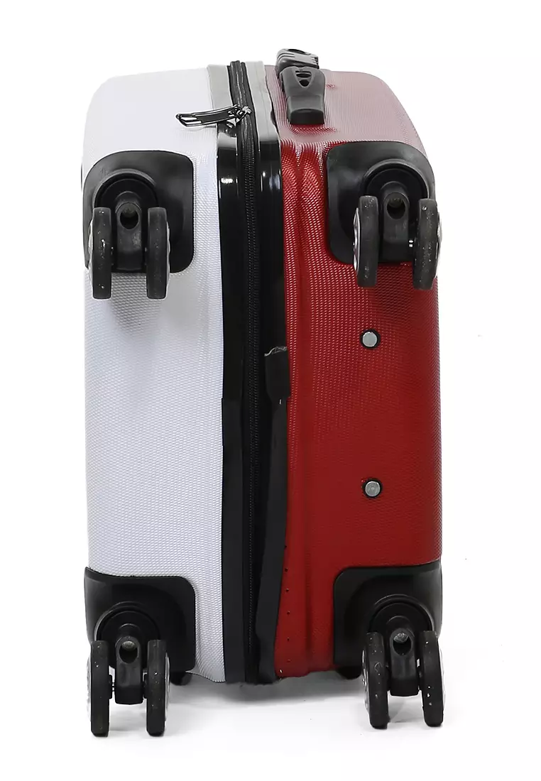 Carlton Koper Hardcase Unisex Size 20 Inch Dual Tone Color Large Compartment Suitcase Code Lock System Material ABS+PVC Coated ORIGINAL - White Red