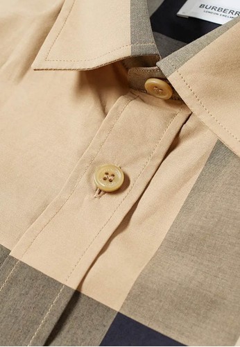 Jual Burberry Burberry Short-Sleeve Check Stretch Shirt in Archive Beige  Original April 2023| ZALORA Indonesia ®