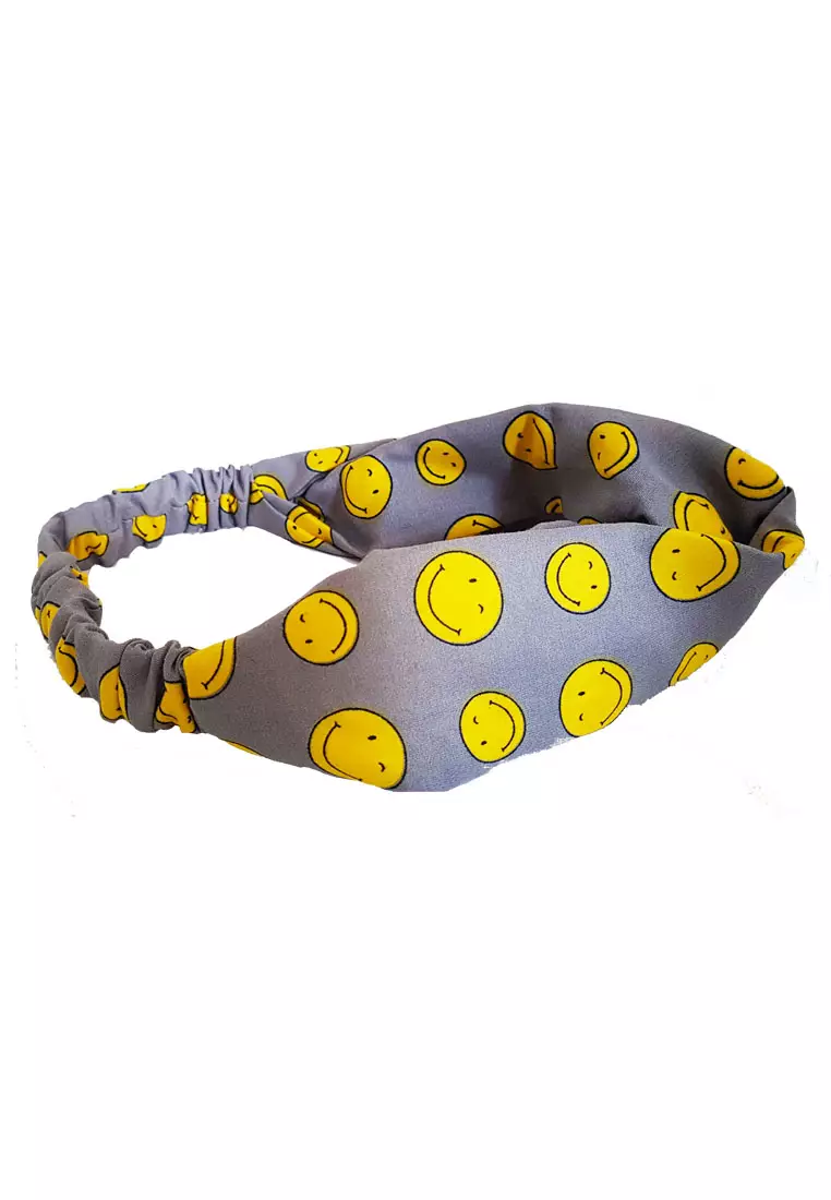 Twisted Headband Emoticon Grey