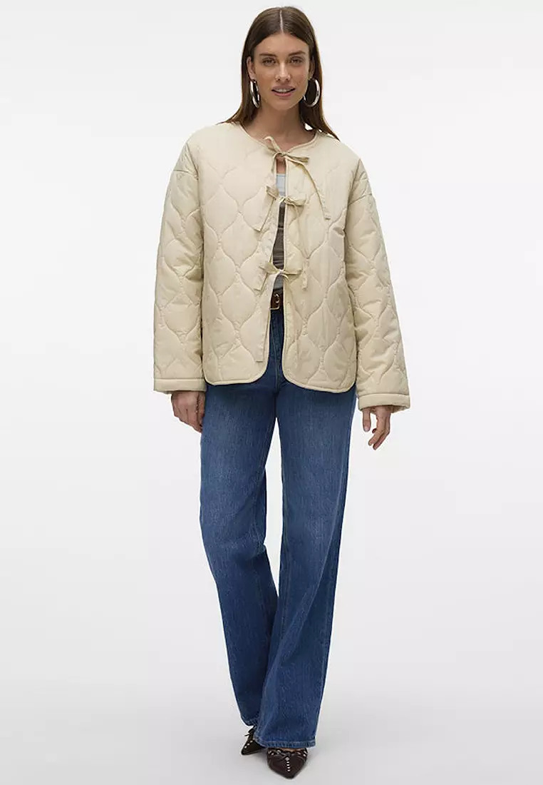 Long Sleeves Quilted Tie Jacket