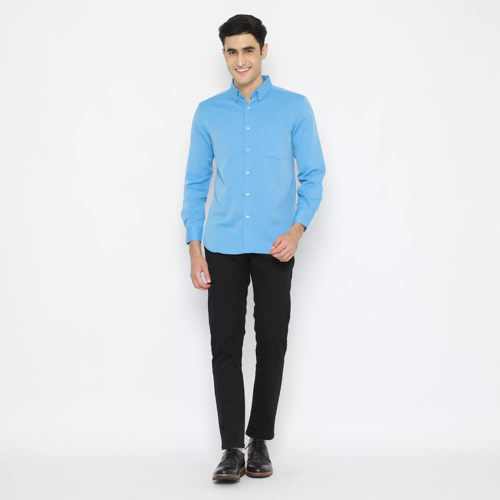 Platini Kemeja Pria Lengan Panjang Polos Polinosic Sky Blue 66105