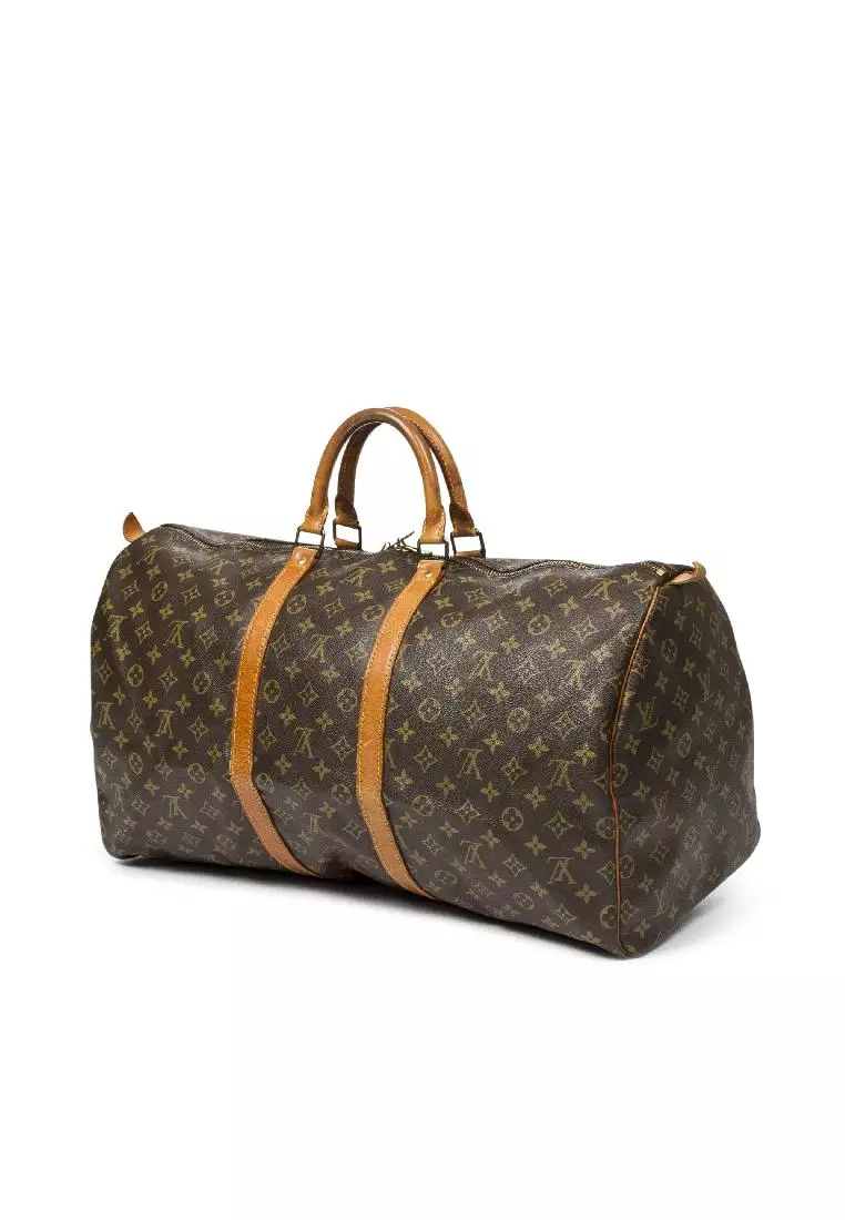 Louis Vuitton Giant Flower Monogram Keepall 50 Bandouliere Khaki Green  Beige Bag