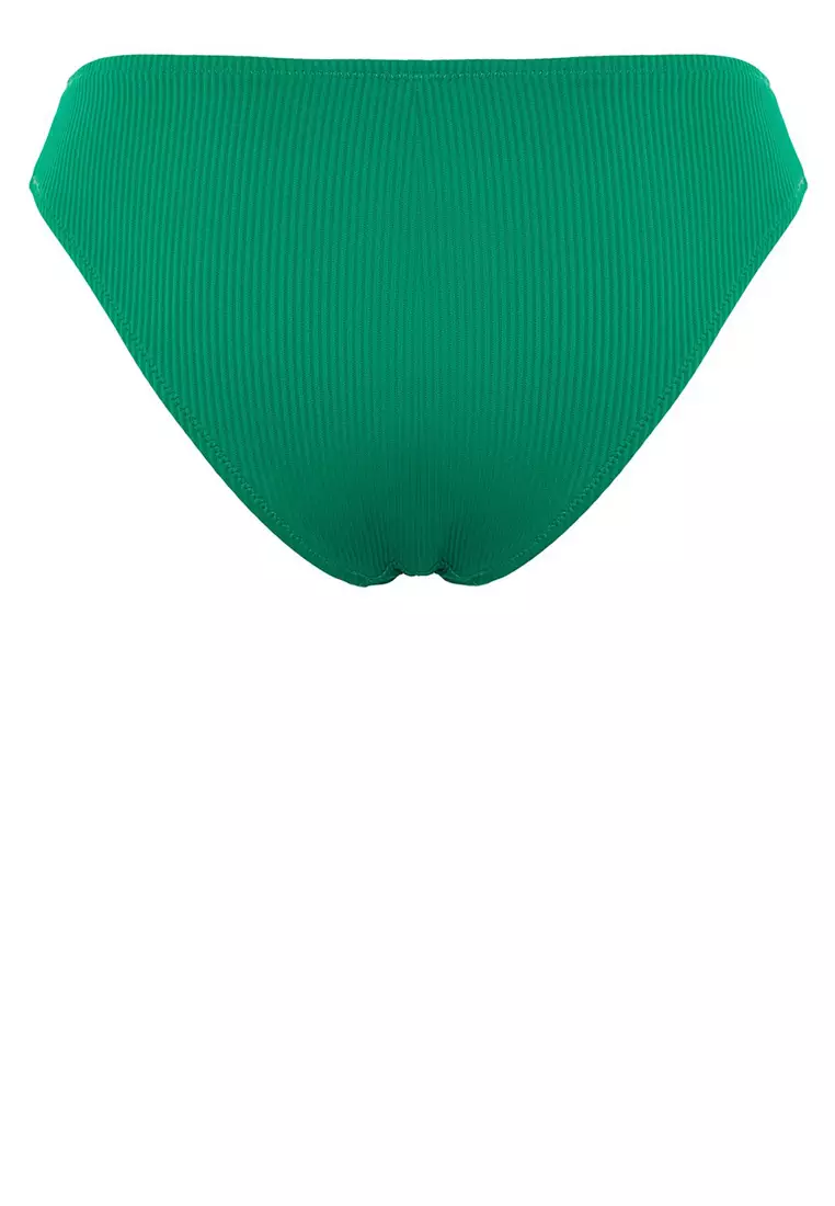 Green Textured Regular Bikini Bottom TBESS24BA00073