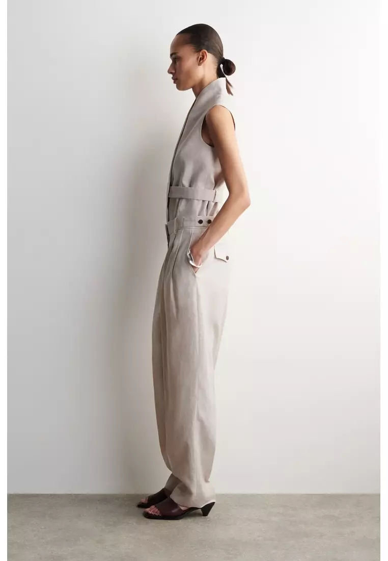 TAILORED LINEN TULIP TROUSERS
