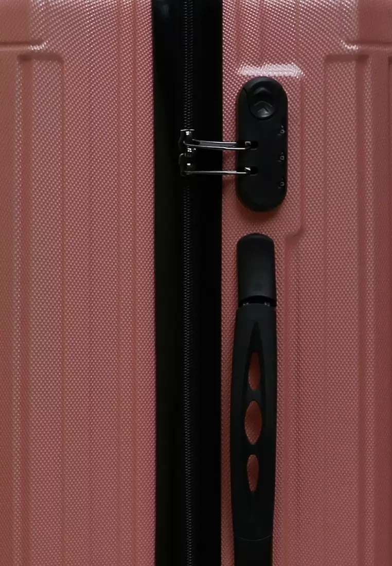 Isvara Tas Koper Hardcase Unisex One Set Suitcase Number Code Combination Lock Large Compartment Material ABS+PVC Coated ORIGINAL - Rose Gold