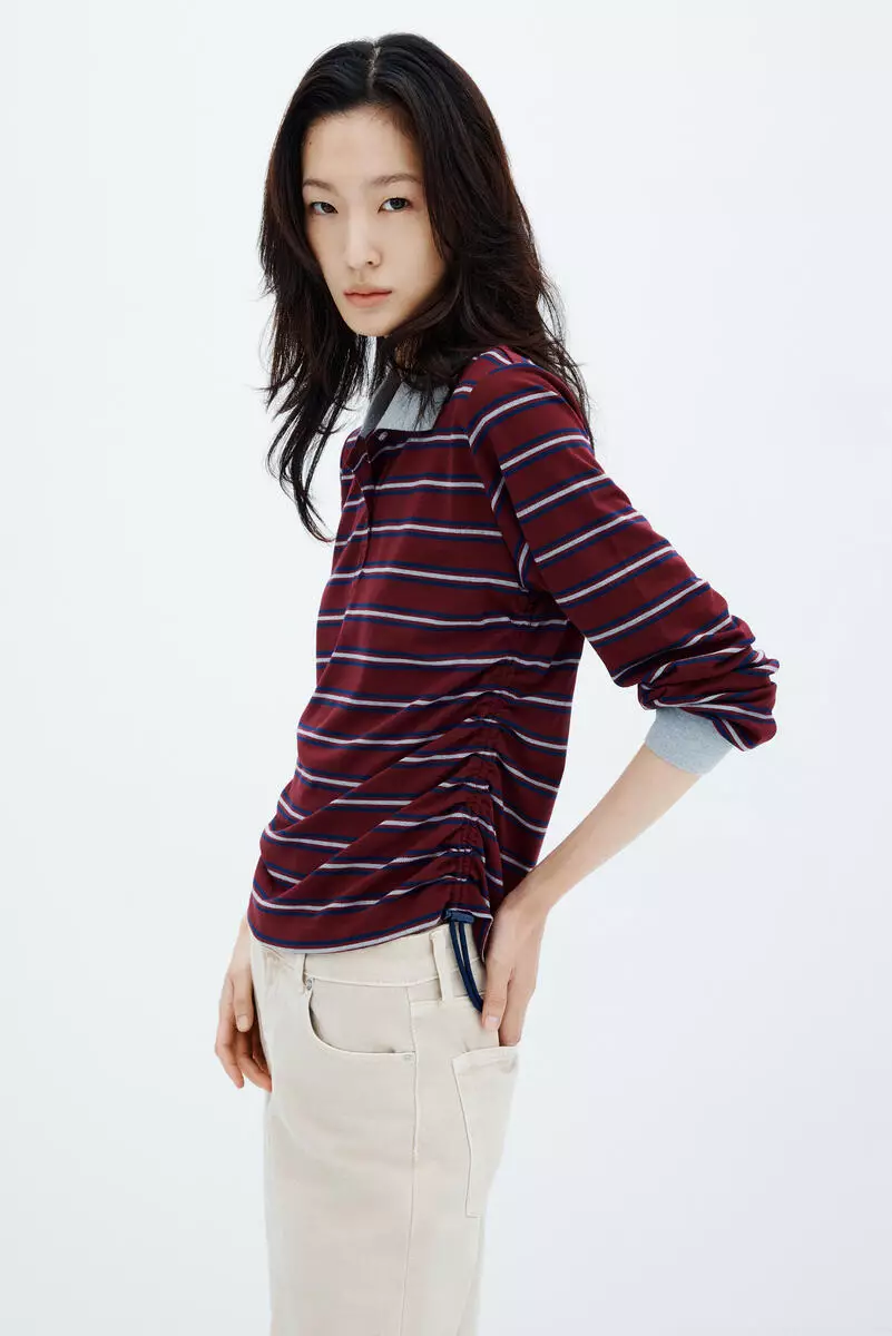 Drawstring-detail polo shirt