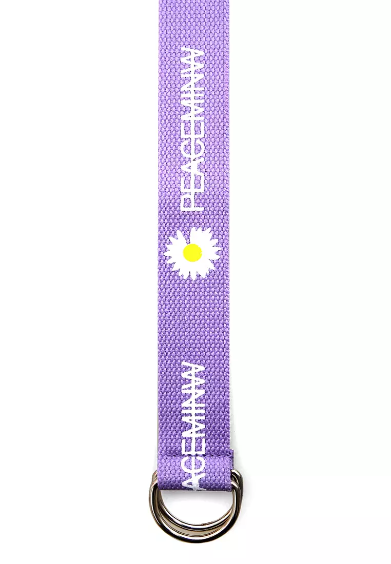 Hasina Aksesoris Fashion Ikat Pinggang Wanita Motif Bunga Casual Belt Material Canvas ORIGINAL - Purple