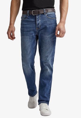 Buy Burton Menswear London Mid Blue Belted Straight Leg Jeans With Organic Cotton Online Zalora Singapore