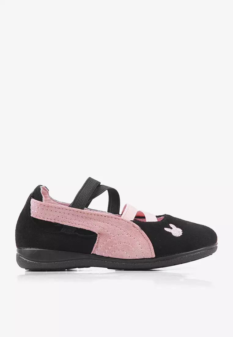 Sepatu Sneakers Ballerina Anak Perempuan Flat Shoes Anti slip B.Lilo Black Pink