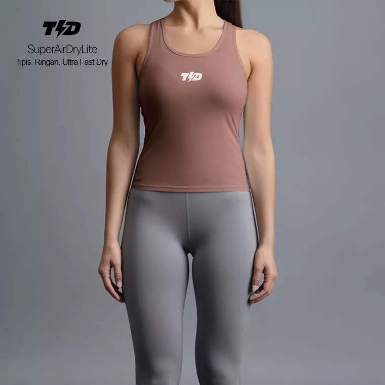 LSD45 Tank Top Crop Top Sport Gym Lari Running superairdrylite hazelnut