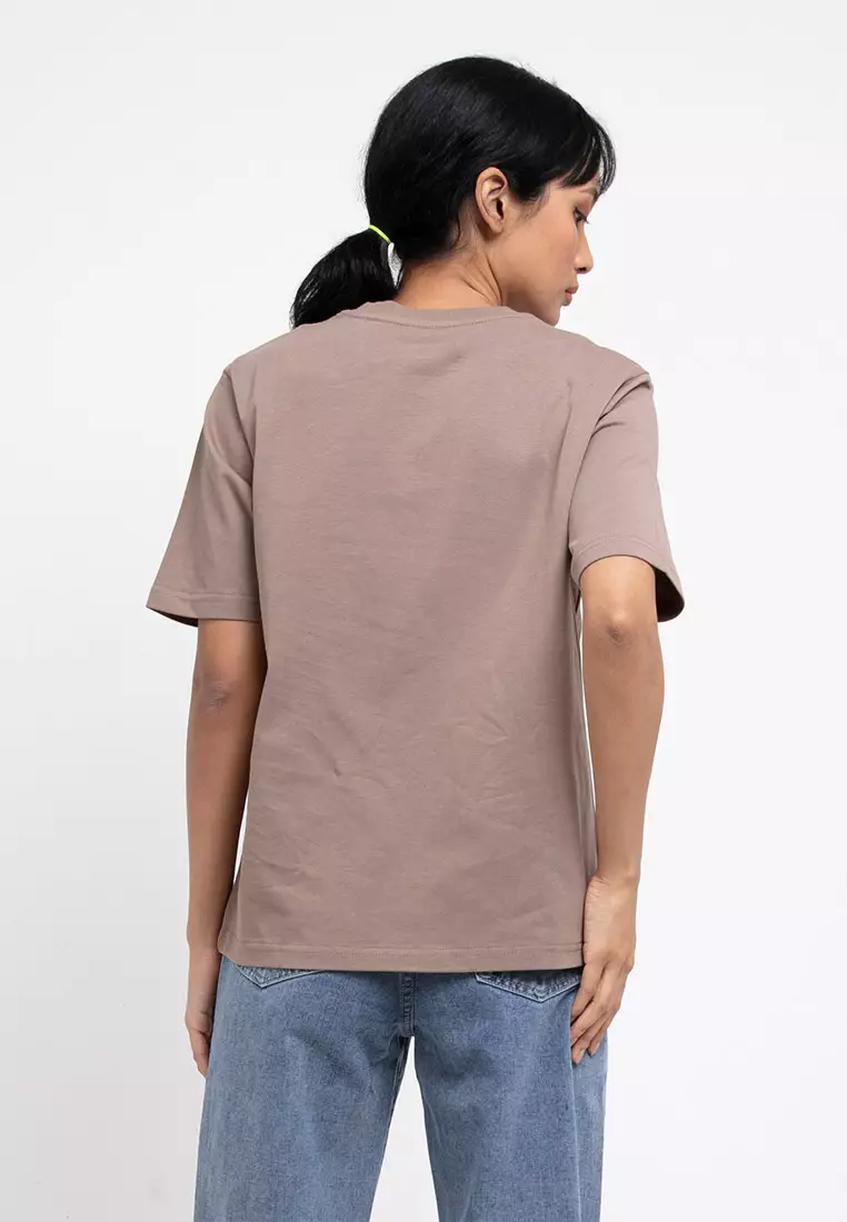 Forest Ladies Premium 100% Cotton Heavy Weight Boxy Cut Crew Neck T Shirt Women | Oversized T Shirt Perempuan - 822323-13Khaki