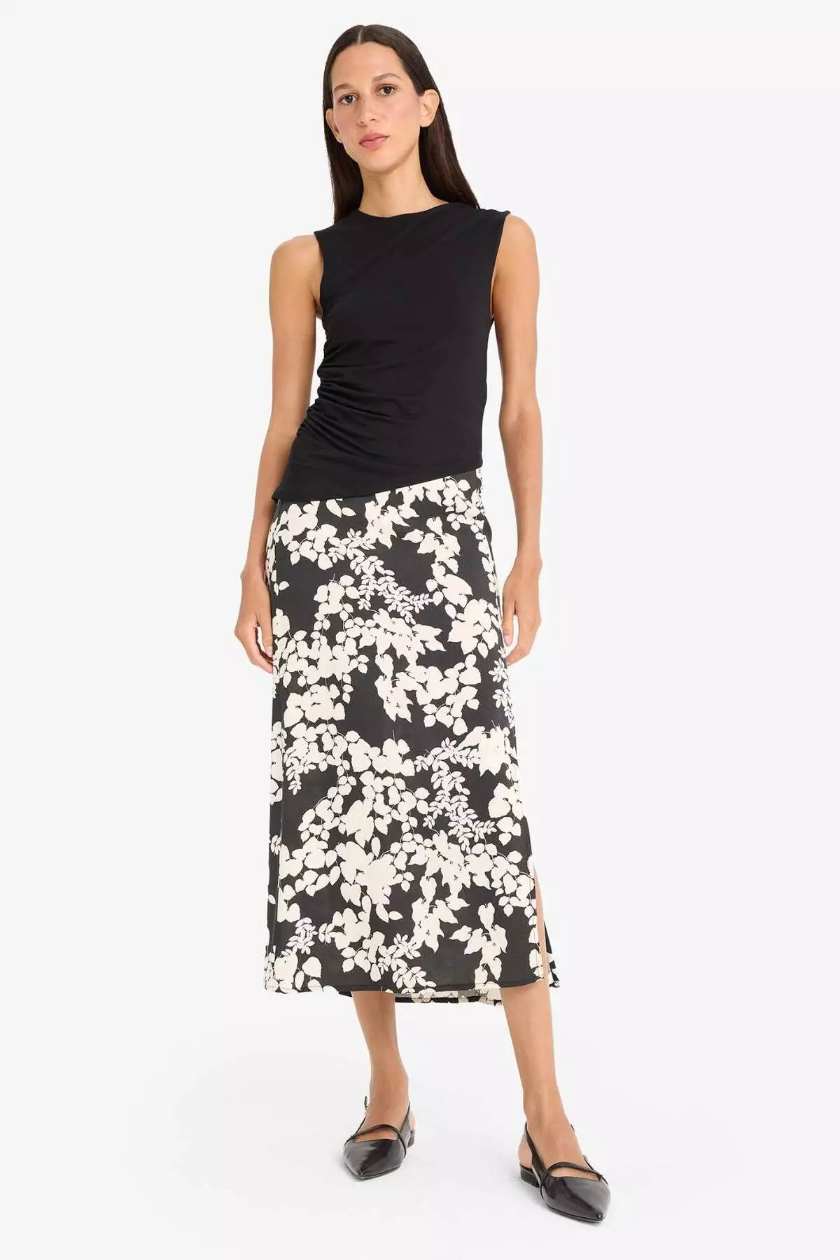 A-Line Floral Pattern Regular Waist Midi Skirt X6692Az25Sm
