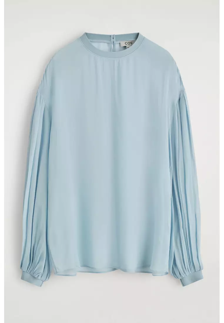 SHEER BALLOON-SLEEVE BLOUSE