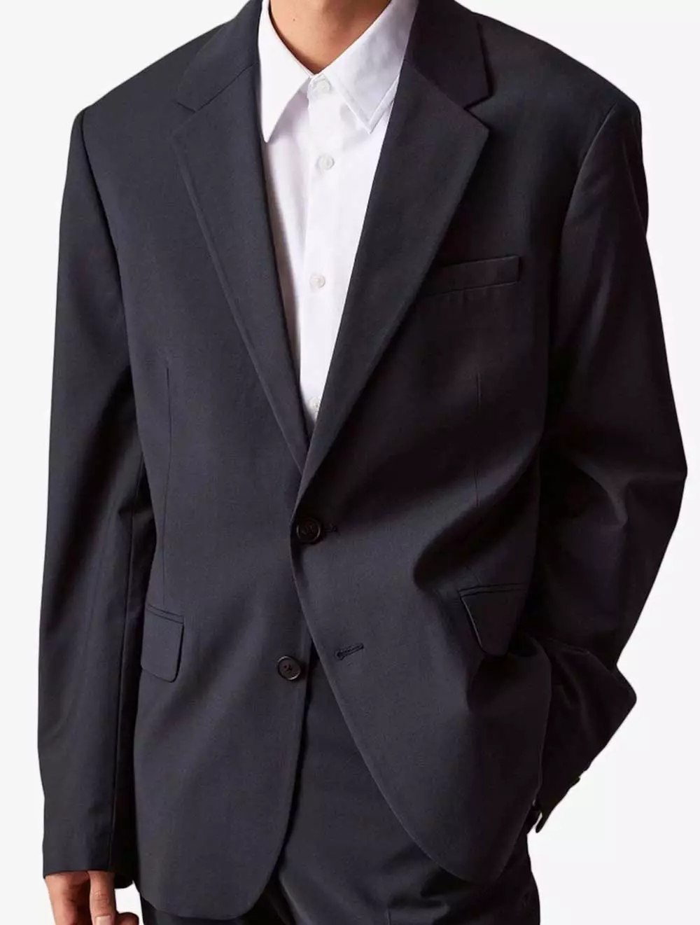 Calvin Klein - Refined Wool Blend Slim Blazer - Navy - navy