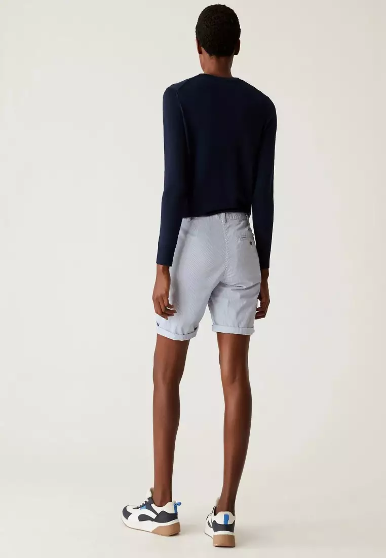 Short Chino Bleu Femme Taille 14 – Marks & Spencer, Coupe Droite Et Respirant