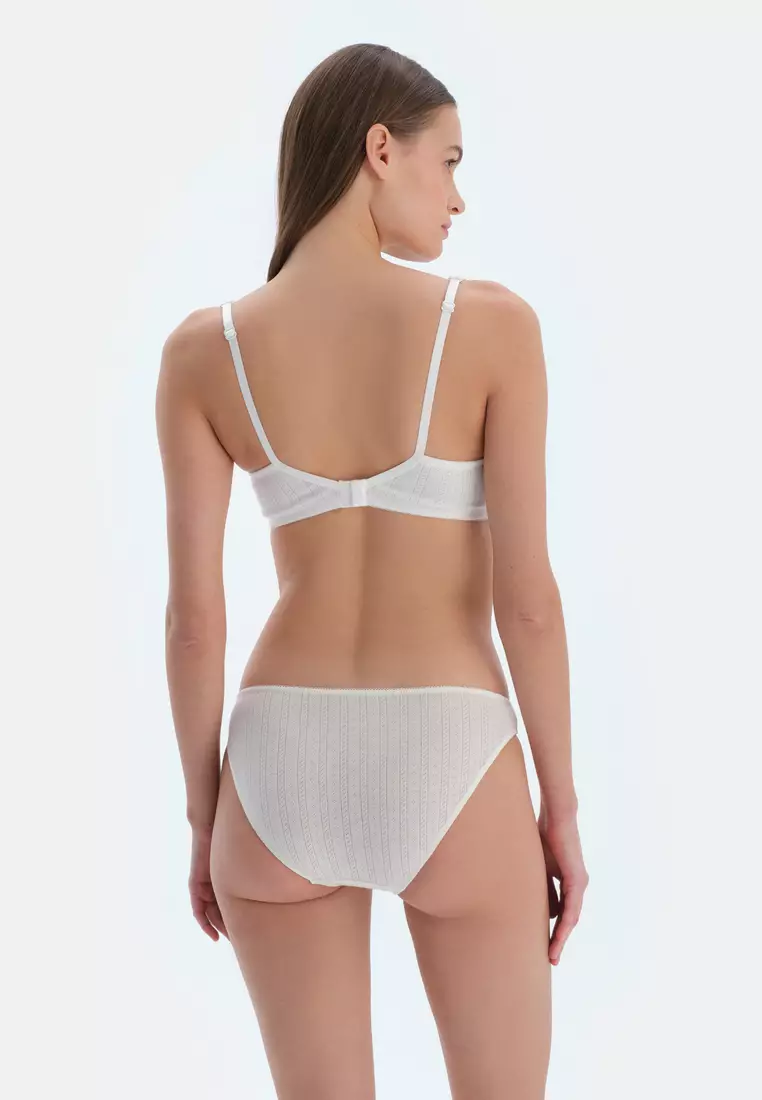 Ecru Underwire Bra, Geometric Print, Underwire, Underwear for Women