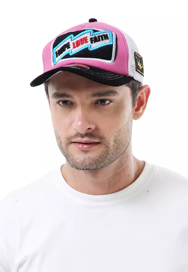 Jahari Aksesoris Fashion Pria Wanita Topi Baseball Desain Jaring Motif Hope Love Resizable Strap Material Cotton ORIGINAL - Multicolor