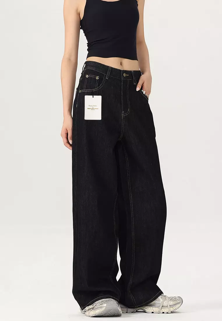 Vintage Washed Wide-legged Jeans LK-HHTM204